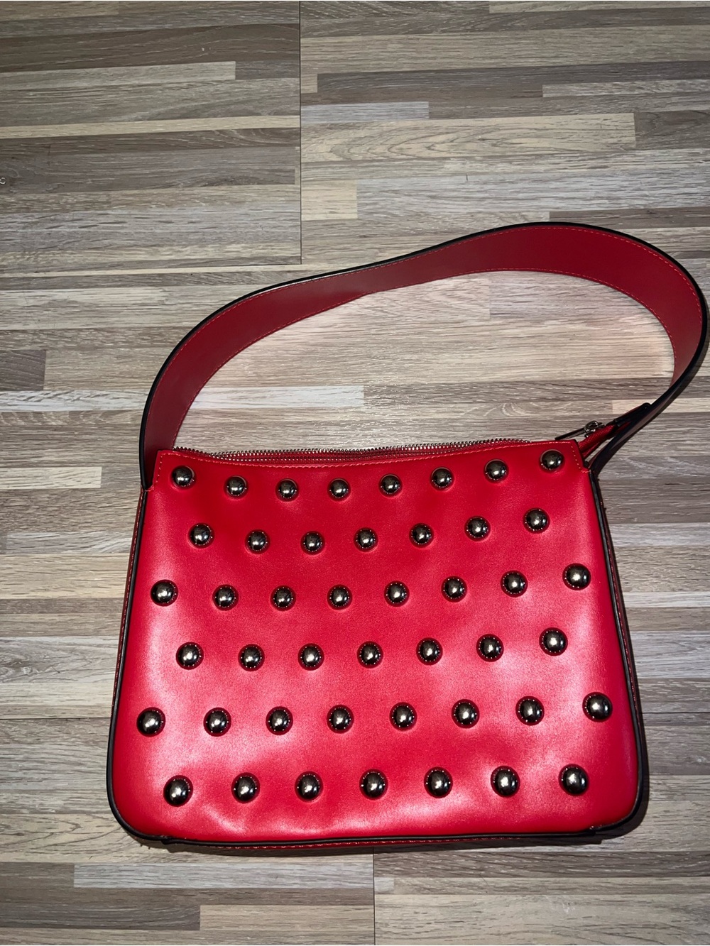 BCBGeneration Red Studded Shoulder Bag
